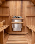 Barrel Outdoor Sauna - 6 Person w/ Harvia Spirit Wi-Fi 8kW Heater, interior