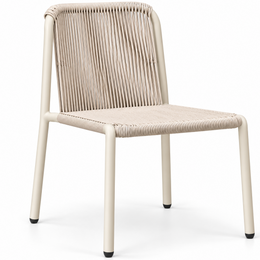 Barbados Stacking Bistro Side Chair Off-White, outdoor dining chair by Prado Outdoor
