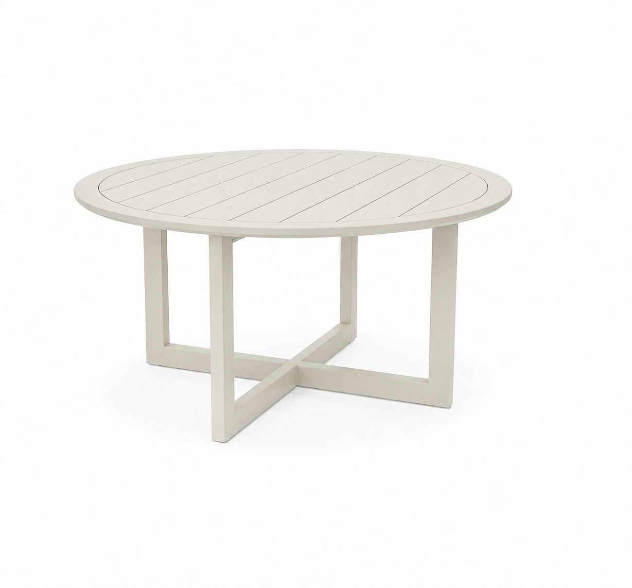 Munich Aluminum 50" Round Dining Table Off-White