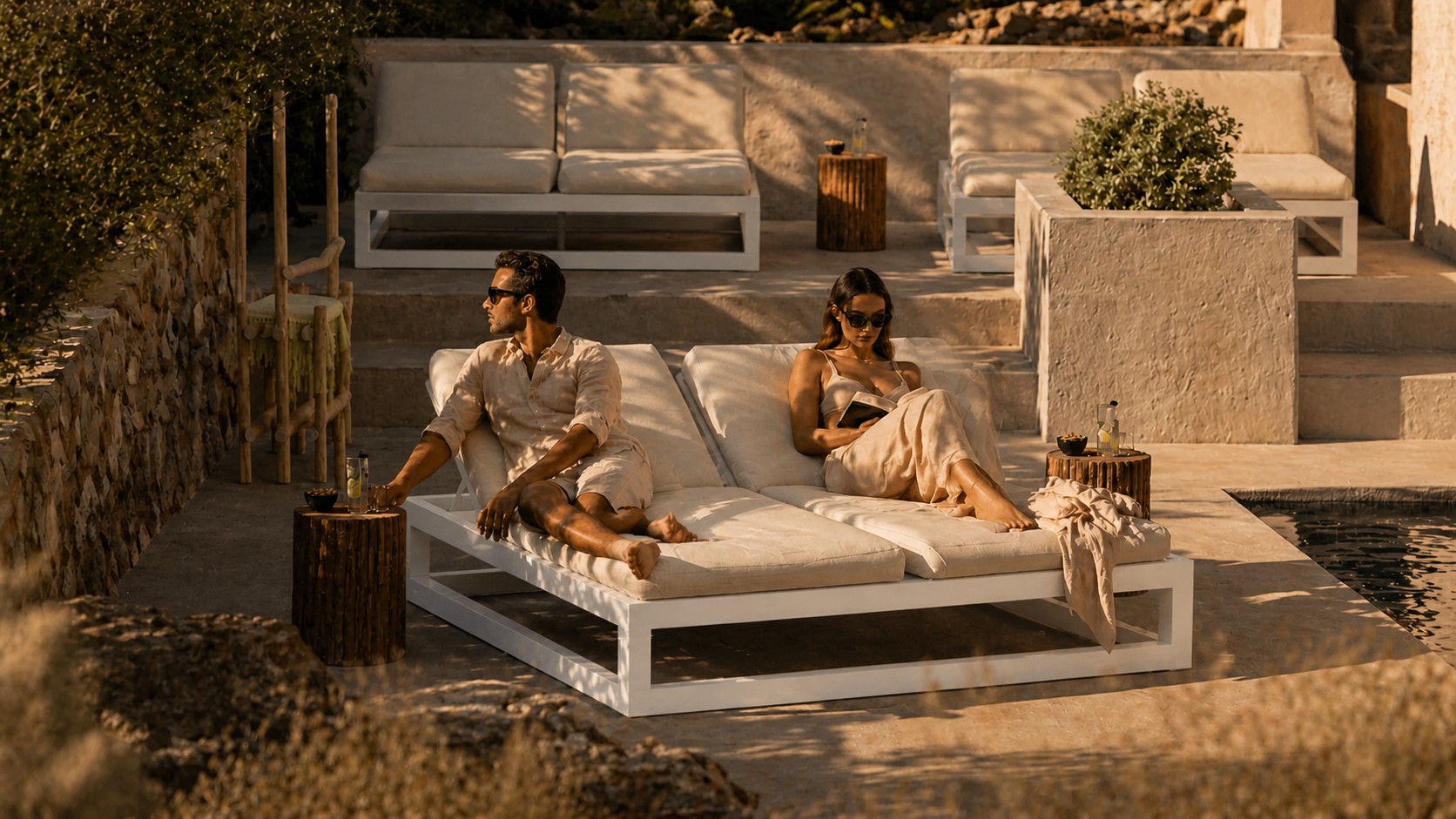 Atlantic Double Chaise Creme