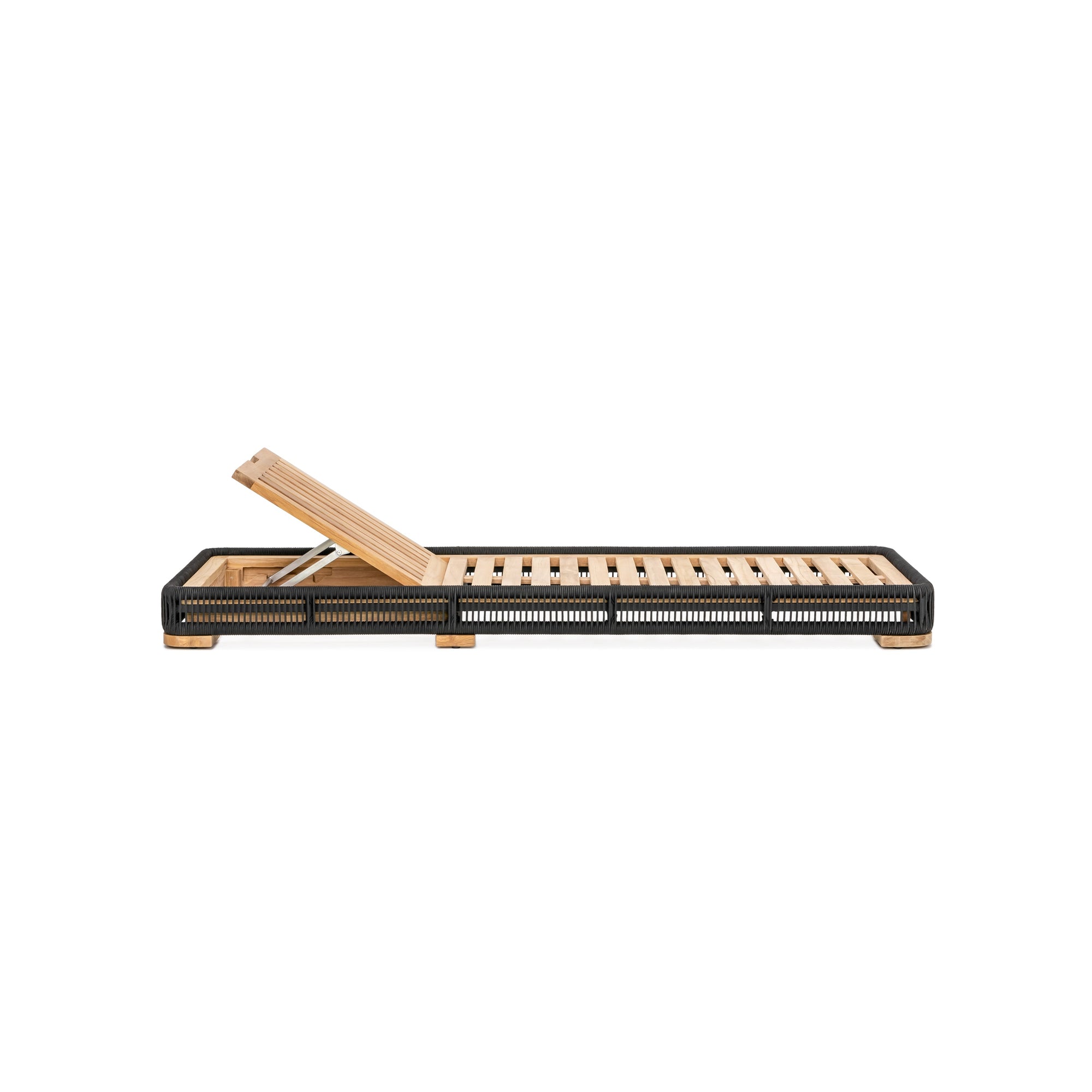 Breese Chaise Lounge - Side View Without Cushion | Teak + Table