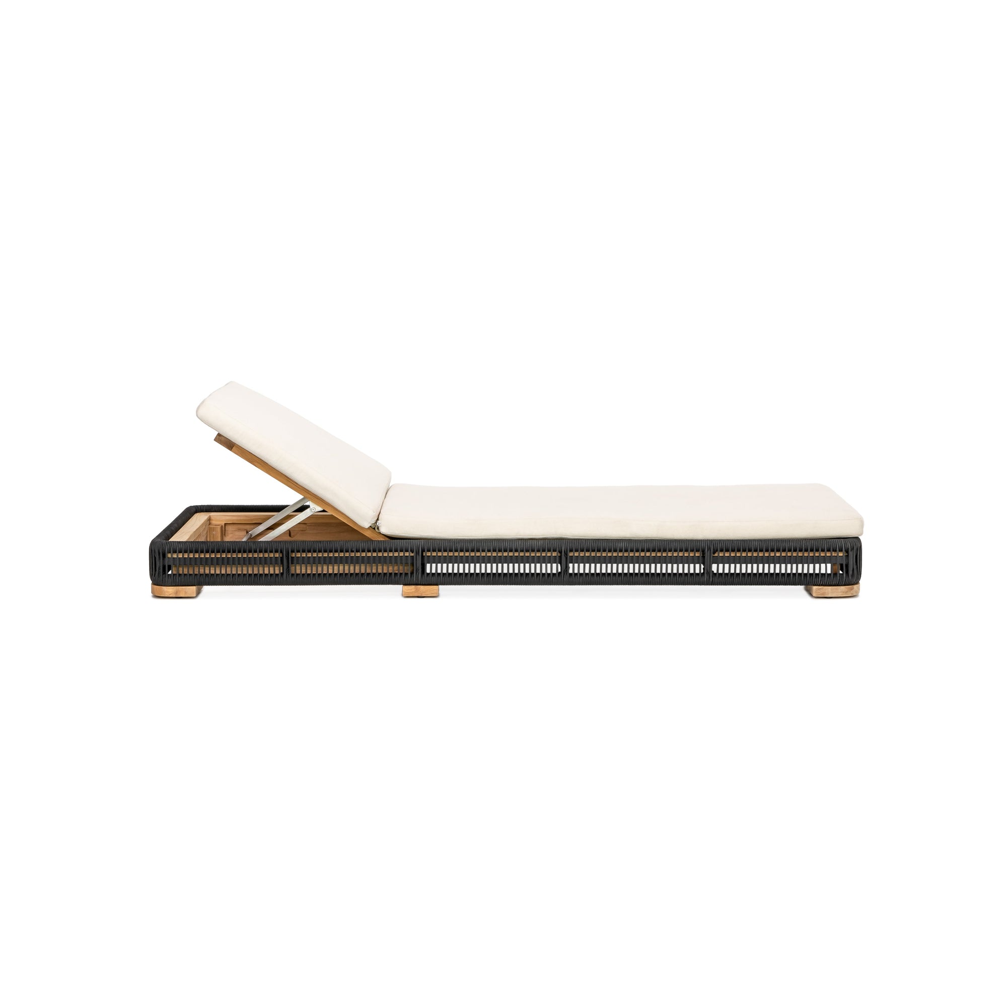 Breeze Chaise Lounge - Side View | Teak + Table